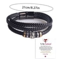 thumbnail image 3 of Braided Leather Bracelet 'I'll Always Be With You' Adjustable Wristband Bracelet for Husband for My Grandson son's gift, 3 of 7