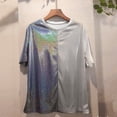 thumbnail image 1 of T-shirts pour Femmes Mode Femmes Brillants Réfléchissants Manches Courtes Amples Décontractés Hauts Tee Blouses de Travail pour Femmes Bureau en Liquidation, 1 of 5