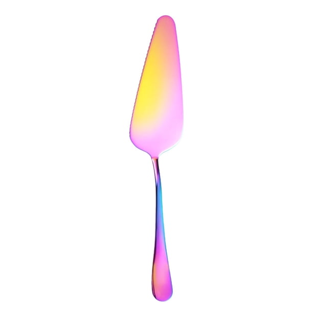 Pala para tarta de acero inoxidable | Espátula cortadora de pastel de acero inoxidable 410 pulida con espejo con borde dentado para postre de pizza en tarta de pizza | Incluye 1 cortador de mango