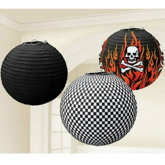 Various Rock 'n Roll 2" Red Paper Party Lanterns (3ct)