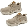 thumbnail image 1 of Zapatos ortopédicos para caminar con cordones para hombre de color caqui para fascitis plantar, mocasines de lona casuales con soporte para el arco, zapatos de cubierta cómodos para mayor, 1 of 6