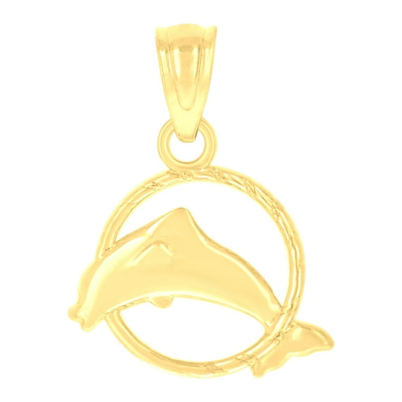 10k Yellow Gold Womens Diamond-cut Dolphin in Ring Charm Pendant Fine Jewelry for Women