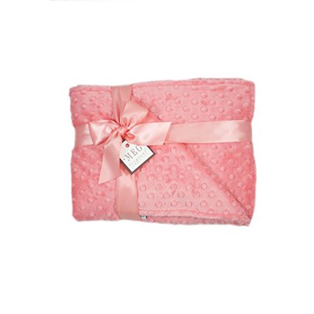 MEG Original Baby Girl Blanket - Pink & White Minky Dot, 30x30 Inches, Super Soft, Machine Washable