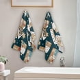 thumbnail image 3 of Cute Gingerbread Houses Hand Towels 2 PCS, Blue Christmas Tree Kitchen Towel Ultra Soft and Highly Absorbent,Decorative Fingertip Face Towel for Bathroom Hotel, 28.3"x 14.4", 3 of 5