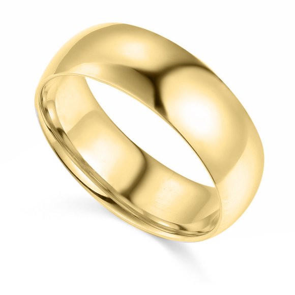 Dimaya Fine Jewelry Bague de Mariage Unisexe Confortable en Or Jaune 14K 7-mm Poli