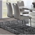 thumbnail image 5 of 2-Piece Modern Chrome Metal Dining Chairs with Gray-Taupe Faux Leather Upholstery - Ideal for Daily Meals, 5 of 7