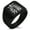 Black, variant on Stainless Steel Ishida Samurai Crest Geometric Pattern Biker Style Polished Ring