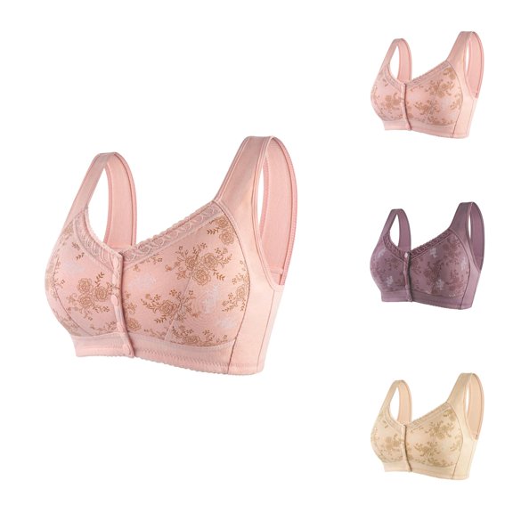 Front Closure Bras for Women Plus Size Lightweight Comfortable Wide Strap Seamless Wireless Push Up Bralettes