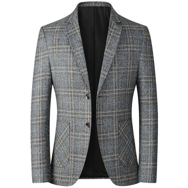 Traje de chaqueta para hombre, traje informal de negocios para hombre, traje pequeño, top ajustado, traje informal de mediana edad a cuadros para primavera y otoño, traje individual