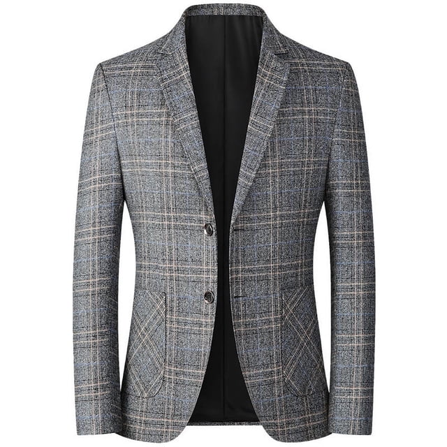 Traje de chaqueta para hombre, traje informal de negocios para hombre, traje pequeño, top ajustado, traje informal de mediana edad a cuadros para primavera y otoño, traje individual