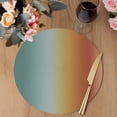 thumbnail image 3 of Orange Yellow Green Ombre Round 15 Inch Placemats Set of 4, Modern Art Aesthetics Abstract HeatResistant Non Slip Place Mats for Dining Table, Wipeable Braided Kitchen Table Mats for Housewarming, 3 of 9