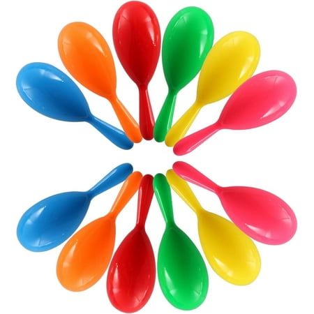 DUNCHATY 12pcs 4" Mini Maracas for Kids Mexican Fiesta Party Favors, Neon Maracas for Mexican Fiesta, or Classroom Musical Fun, Luau Party Birthday Christmas Party Supplies Kids Boys Girls