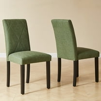 VECELO Set of 2 Dining Chairs, Upholstered PU Leather Dining Room Chair with High Back, Modern Parsons Chair for Kitchen, Green