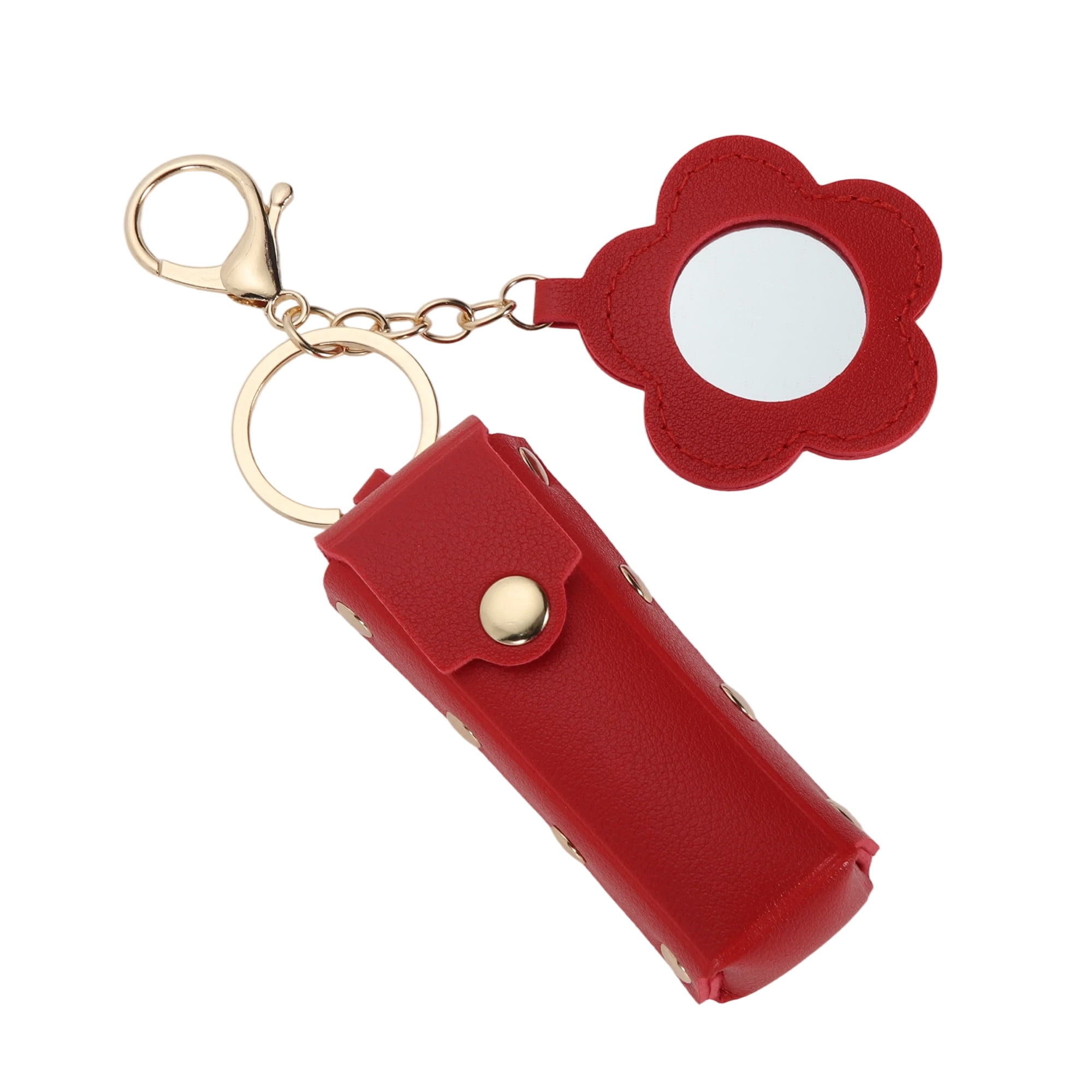 Unique Bargains Durable Flower Mirror Handbag Charms Keychains 1 Piece Red