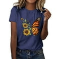 thumbnail image 1 of TSADFHJI Hauts Élégants pour Femmes Dentelle Version Classique en Coton Manches Courtes Col Rond T-Shirt Imprimé TG Marine, 1 of 4
