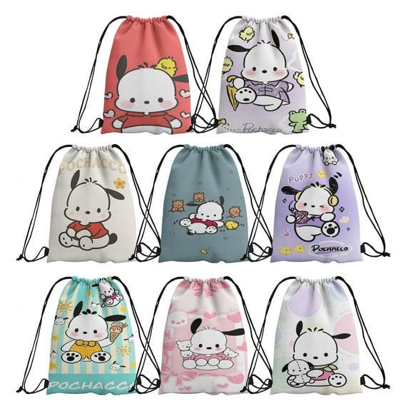ZlucYYoo Pocha-cco 8 pieces Candy Drawstring Bag Drawstring Goodie Favor Bags for fans Cartoon Birthday Party Decorations(10.6 x 13.3 Inch)