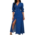 thumbnail image 2 of ChaoHeng Womens Summer Dresses Striped V Neck Drawstring Waist A Line Mini Short Sleeve Tunic Dress Blue XL, 2 of 6
