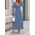 thumbnail image 2 of Vestido PRETTYGARDEN Suéter Plisado Cuello en V Maxi Azul Polvoriento XXL, 2 of 8