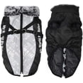 thumbnail image 2 of Abrigo de invierno para perros, chaqueta reflectante impermeable y cálida, chaleco de felpa suave para cachorros, ropa ajustable para perros pequeños, medianos y grandes (3XL, plateado), 2 of 5