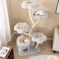 thumbnail image 2 of Gymax Freestanding Cat Tower Tall Cat Tree w/ four Flower-shaped Platforms Cat Condo Gray, 2 of 10