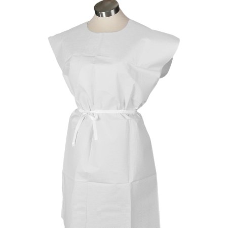 Avalon Standard Gowns, White (Pack of 50) Tissue/Poly/Tissue Open-Back, Waist-Tie, Short-Sleeve Medical Gowns Disposable Exam Gowns Standard Size 30 X 42 Latex-Free Medical Supplies (811)