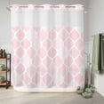 thumbnail image 6 of No Hook Shower Curtain, Pink Geometric Shower Curtains for Bathroom with See Through Top Window, Morocco Modern Simple Abstract Aesthetic Waterproof & Washable Bath Curtain 66"x72", 6 of 9