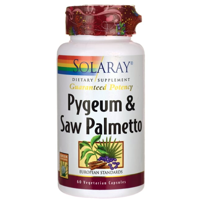 Solaray Pygeum and Saw Palmetto Berry Extracts | Mens Health & Prostate Function Support | Zinc, B-6, Pumpkin Seed & Amino Acids | 60 VegCaps