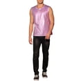 thumbnail image 2 of INSPIRE CHIC Metallic Tank Top for Men's Sleeveless Party Club Shining Vest L Pink, 2 of 6