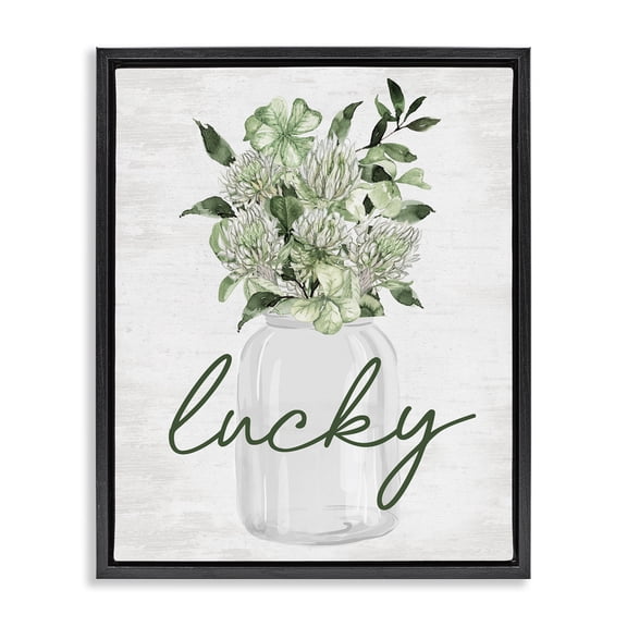 Stupell Industries French Country Lucky Spring Shamrocks Black Floating Frame Canvas Art, 17 x 21, by Lettered and Lined