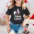thumbnail image 2 of Icvfdpl T-Shirts pour Filles Rentrée des Classes, Enfants Pâques Col Rond Manches Pétales Couleur Unie T-Shirts Respirants Mode Urbaine 6-7 Ans, 2 of 4