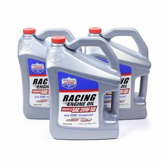 Lucas Oil 10616-3 ZDDP 20W50 Synthetic Racing Motor Oil - 5 qt. - Case of 3