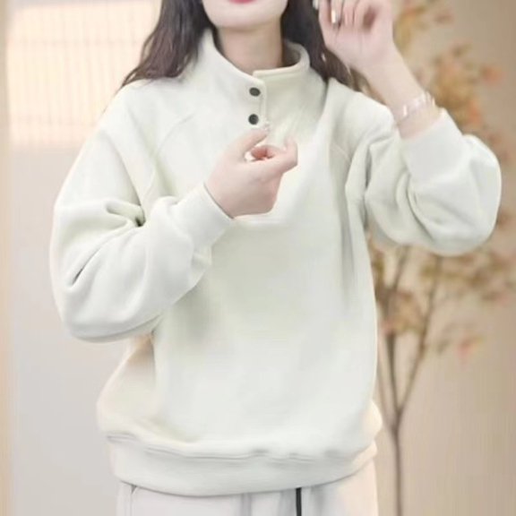 Stralyhd Womens Sweatshirt Oversized Long Sleeve Mock Neck Sweater 2026 Fall Casual Fashion Pullover Tops Stretchy Loose Fit Outfits Clothes Basic Lounge Wear White XL