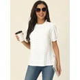 thumbnail image 3 of Unique Bargains Women's Puff Sleeve Eyelet Tops Back Dressy Ruffle Neck Blouses L White, 3 of 6