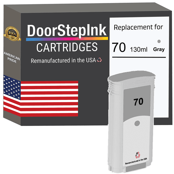 DoorStepInk High Yield Ink Cartridge for HP 70 130ML Grey Compatible with HP DesignJet Z3100, Z3100ps, Z3200, Z3200ps