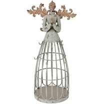 Attraction Design Antiqued Praying Metal Garden Angel Statue with Hooks, Indoor Outdoor Angel Yard Art Decor Lawn Patio Decorations Holiday Decor Garden Gift Idea for Christmas, 18’’H