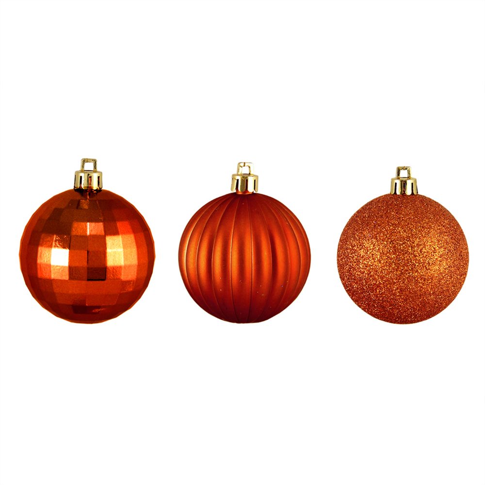 100ct Burnt Orange 3Finish Shatterproof Christmas Ball Ornaments 2.5
