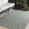 thumbnail image 4 of Hauteloom Ambridge Southwestern Outdoor Area Rug for Living Room, Patio, Terrace - Traditional Trellis Diamond Carpet - Blue, Gray - 6'7"-Round, 4 of 17