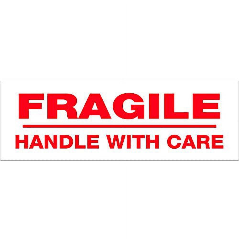 Tape Logic Pre-Printed Packing Tape White - Fragile Handle with Care 2" x 110 Yard Roll (6 Pack)