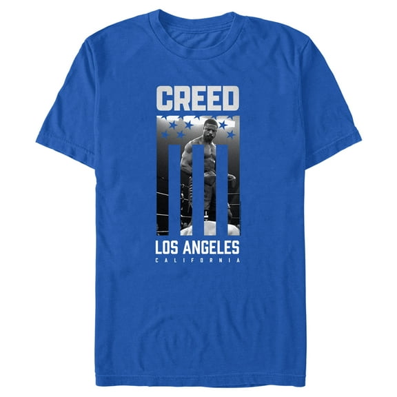 Men's Creed III Adonis Los Angeles California Graphic Tee Royal Blue Large