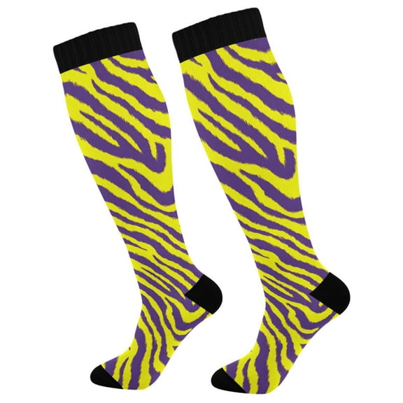 joogoo Purple Zebra Pattern Long Socks Women Men Knee High Sock
