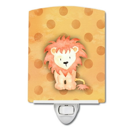 

Caroline s Treasures BB7374CNL Polkadot Lion Watercolor Ceramic Night Light 6x4x3 multicolor