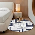 thumbnail image 2 of Modern Geometric Navy Blue Round Area Rug 3.3Ft Washable Circle Rugs for Dining Room Table, Abstract Minimalist Artwork Lines Non-Slip Carpet Floor Mats Indoor Outdoor Carpet Runner Home Decor, 2 of 8