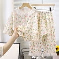thumbnail image 2 of THDHVS Toddler Girl Outfits,2 Pcs Toddler Girl Clothes Infant Toddler Girl Outfits Print Ruffled Collar Top Pants Set Multicolor, 2 of 3