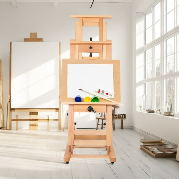 LEDMOMO  Heavy Duty Beechwood Easel, Light Brown, Stable and Adjustable