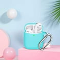 thumbnail image 3 of AirPods Case Cover , Soft Silicone Protective Cover with Keychain for Women Men Compatible with Apple AirPods 2nd 1st Generation Charging Case, Front LED Visible-Mint green, 3 of 5
