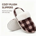 thumbnail image 3 of Knivor Plaid Scuff Slippers for Women Fuzzy Cuff Plush Lined House Slippers Non‑Slip Warm Indoor‑Outdoor Winter Home Shoes for Gift, 3 of 8