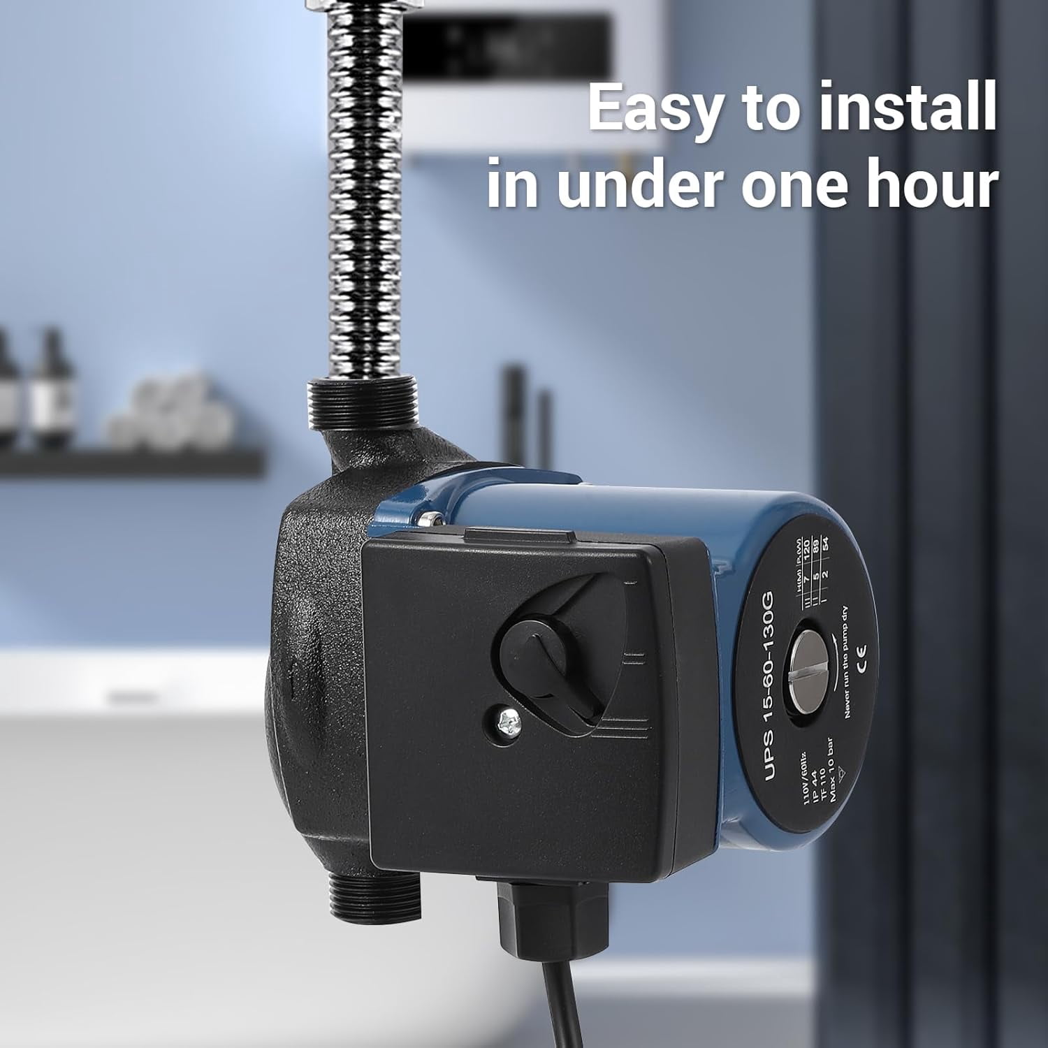 ChaoLink Hot Water Recirculating Pump | Cast Iron Circulation Pump for Rapid Hot Water & Floor Heating | 93W 110V, 3-Speed Control, 8 GPM Flow, Low Noise & Energy Saving