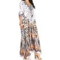 thumbnail image 3 of Sakkas Yeni Women's Short Sleeve V-neck Summer Floral Long Caftan Dress Cover-up - CTM385-Multi - One Size, 3 of 5