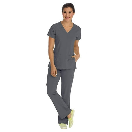 

Med Couture Activate Women s V-Neck Racerback Scrub Top & Yoga 1 Cargo Pocket Scrub Pant Set [XS - 3XL]