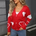 thumbnail image 6 of Sakmal Button Down Womens Cardigan Sweaters Fashion Cute Cardigan Long Sleeve Red Heart Print Sweater, 6 of 8